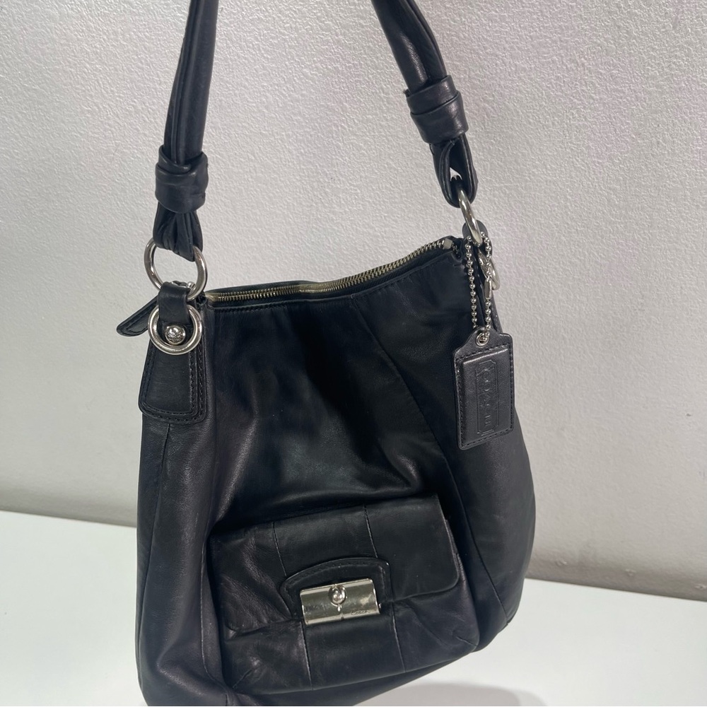 Coach Kristen Black Leather Hobo Shoulder Slouchy Hand Bag Purse
